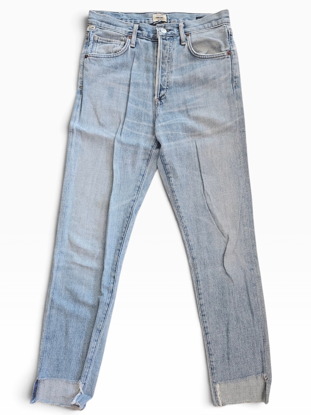 Liya High-rise Distressed High-Low Hem